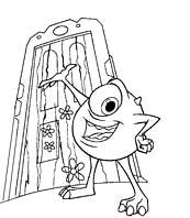 coloriage le monstre cyclope devant la porte